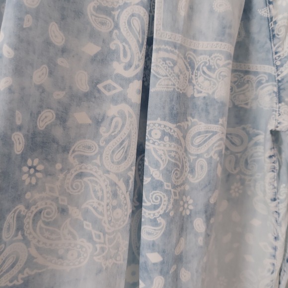 Vintage America Blues Womens Medium Blue Paisley Lyocell Peasant Blouse Top - Picture 5 of 8